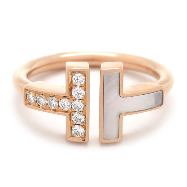Tiffanyk18 Diamond Mother Of Pearl T Wire Ring Gold Pearl White